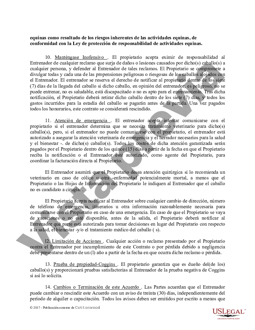Preview Contrato de Entrenamiento - Caballo Equino Formas