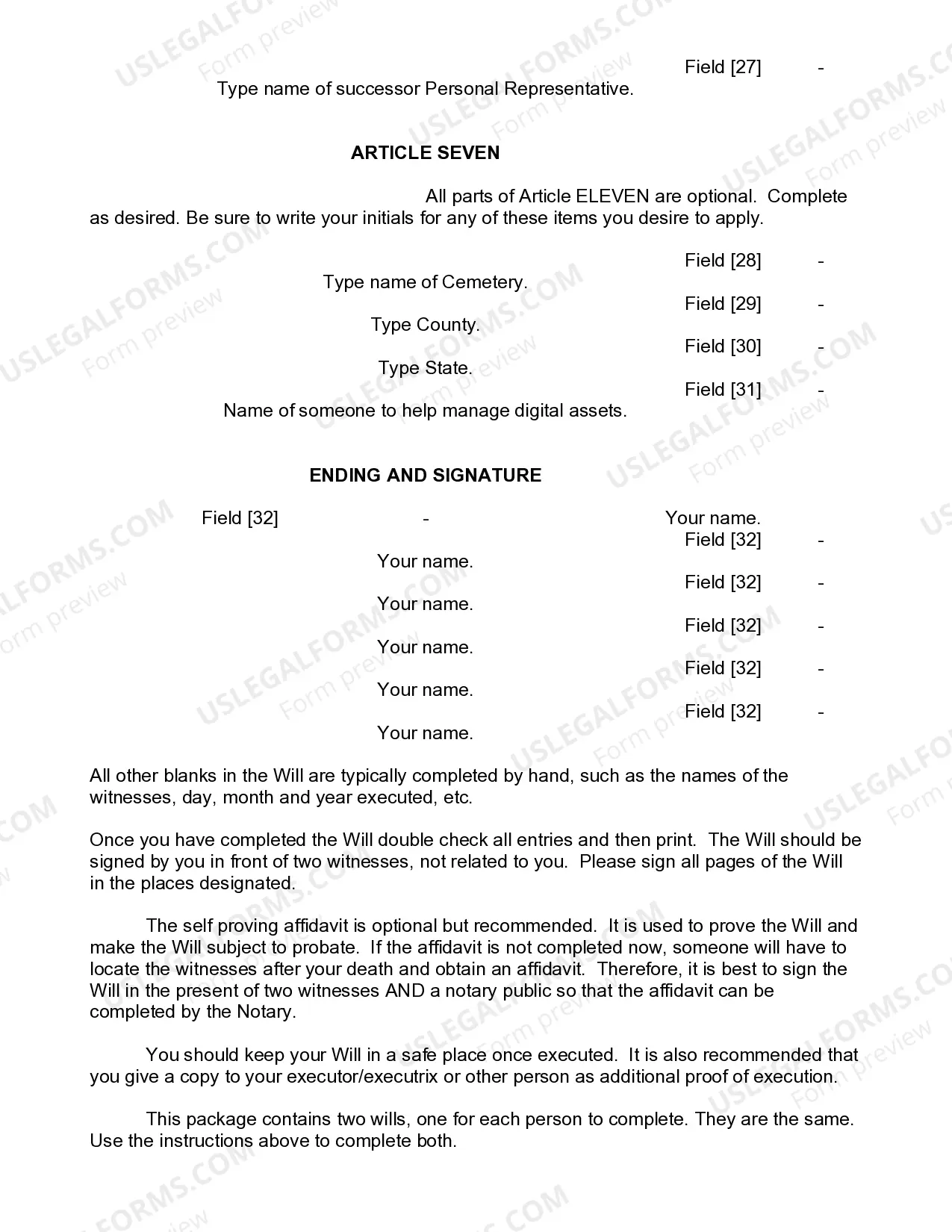 Preview Mutual Wills containing Last Will and Testaments for Man and Woman living together not Married with No Children
