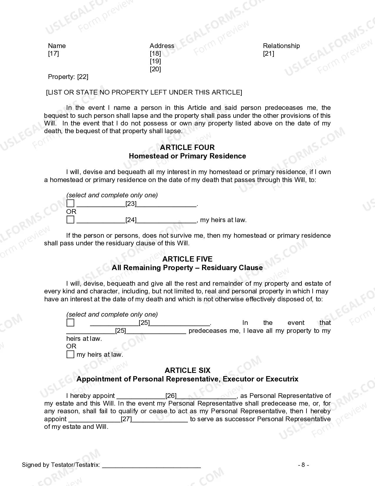 Preview Mutual Wills containing Last Will and Testaments for Man and Woman living together not Married with No Children