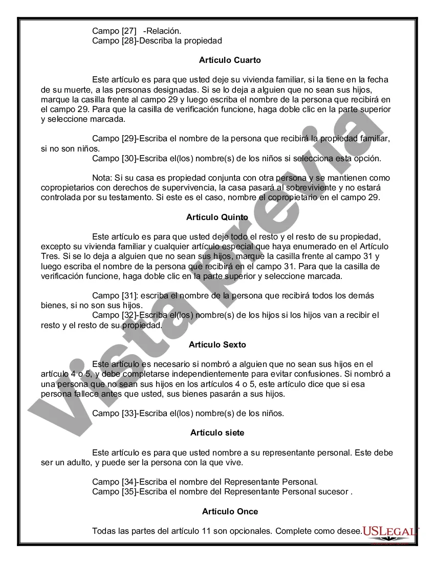 Preview Testamentos Mutuos o Últimas Voluntades y Testamentos para Personas Solteras que conviven con Hijos Mayores de Edad