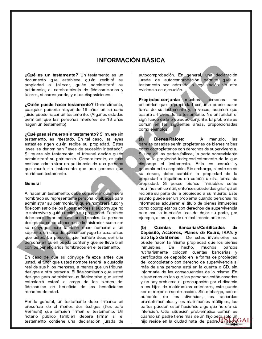 Preview Testamentos Mutuos o Últimas Voluntades y Testamentos para Personas Solteras que conviven con Hijos Mayores de Edad