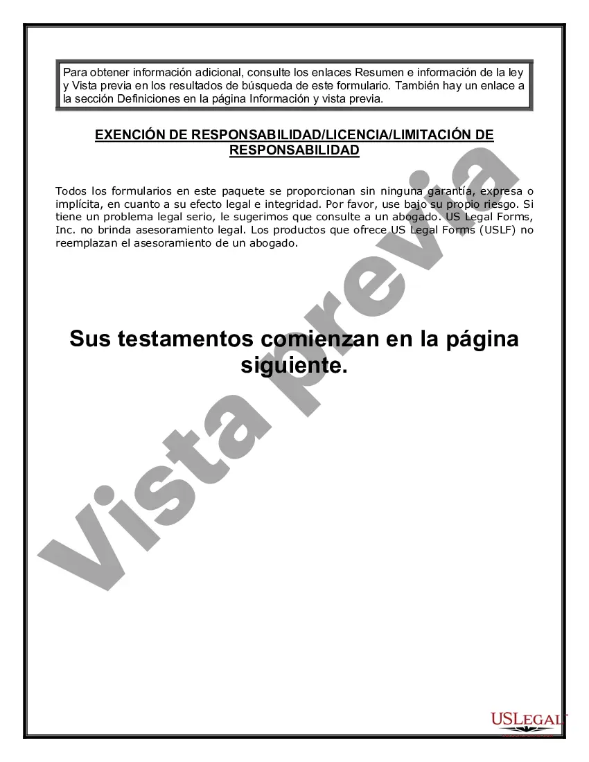 Preview Testamentos Mutuos o Últimas Voluntades y Testamentos para Personas Solteras que conviven con Hijos Mayores de Edad