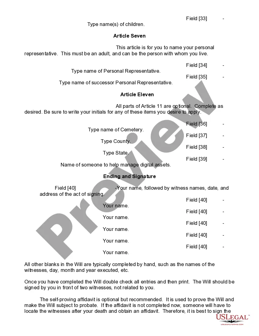 Preview Mutual Wills or Last Will and Testaments for Man and Woman living together, not Married with Adult Children