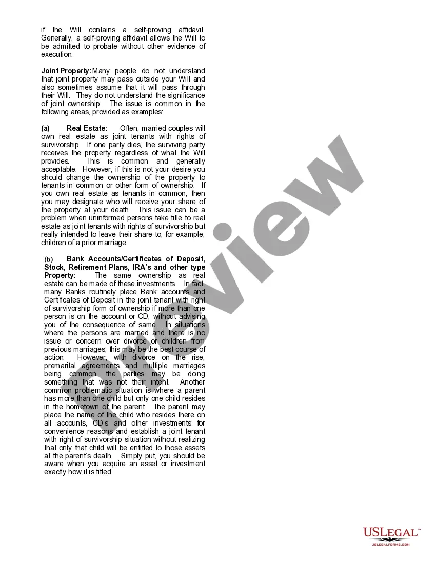 Preview Mutual Wills or Last Will and Testaments for Man and Woman living together, not Married with Adult Children