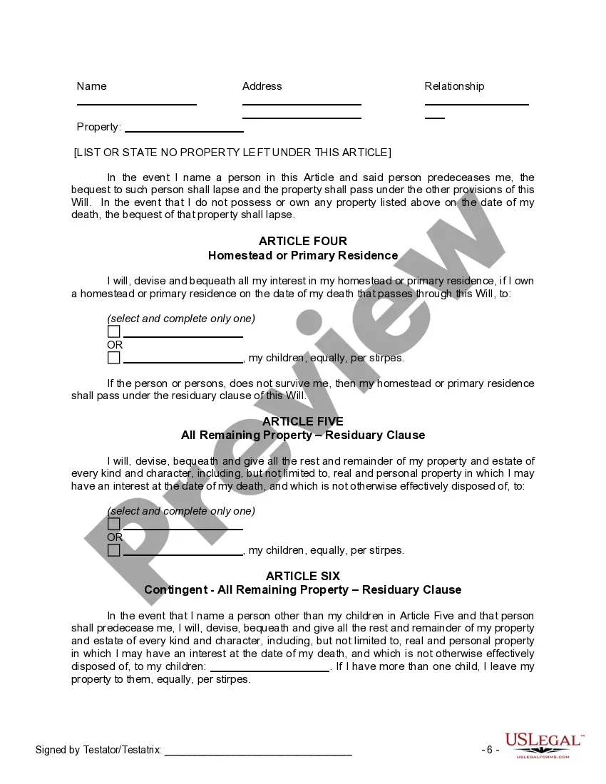 Preview Mutual Wills or Last Will and Testaments for Man and Woman living together, not Married with Adult Children