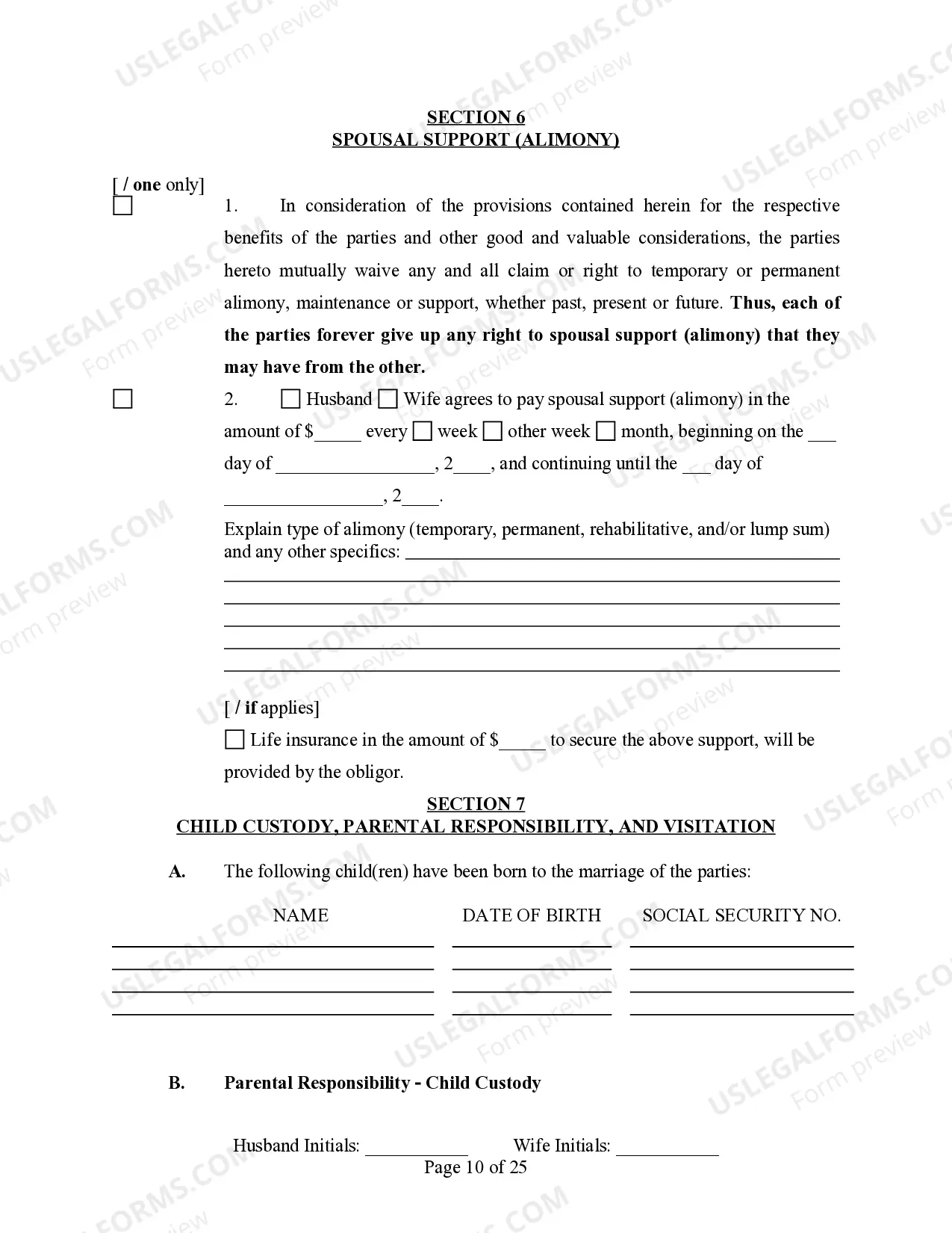 Preview Legal Separation Agreement - Minor Children