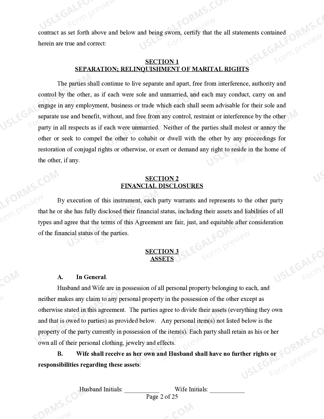 Preview Legal Separation Agreement - Minor Children