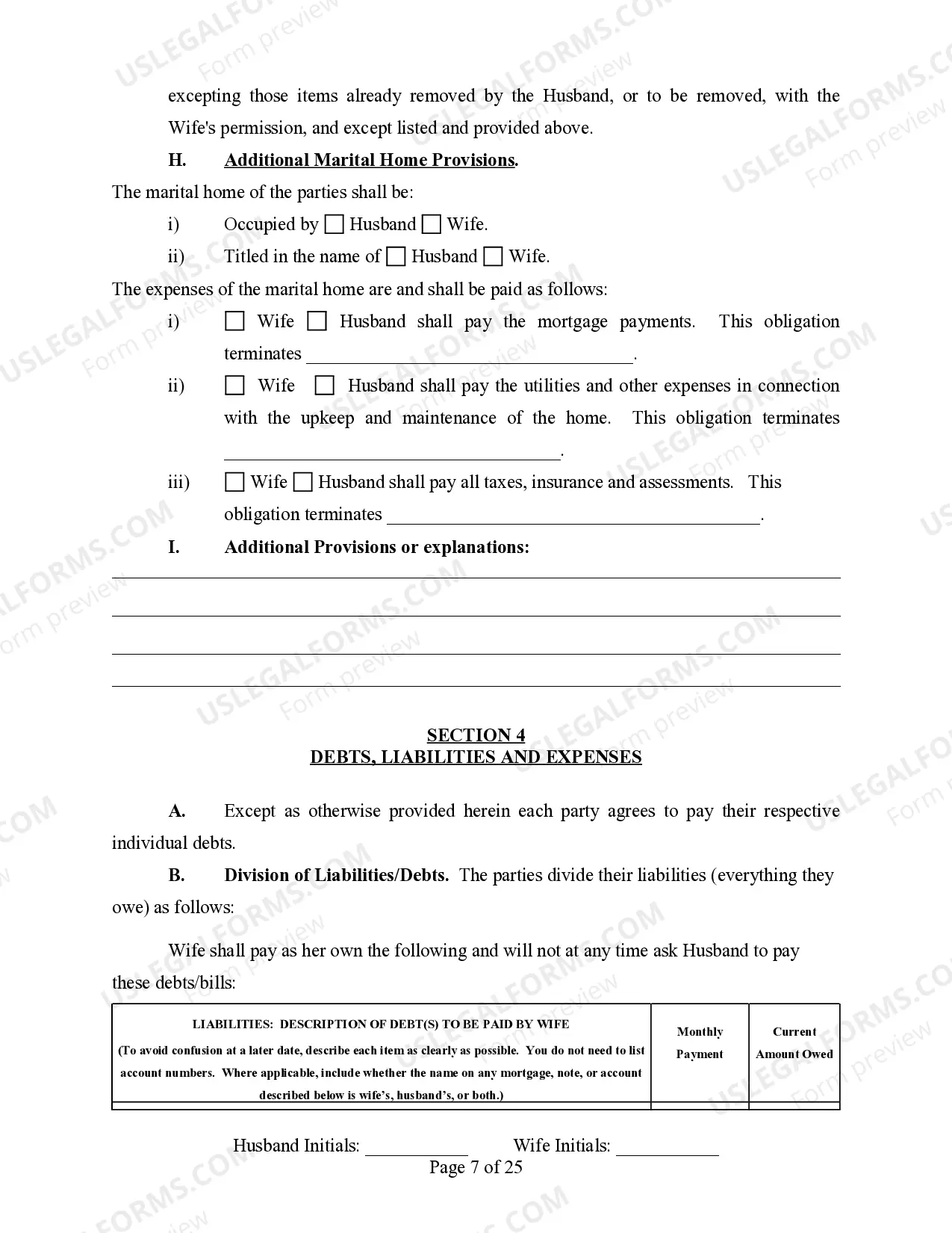 Preview Legal Separation Agreement - Minor Children