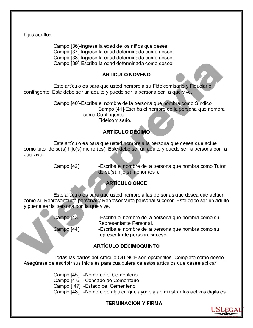 Preview Testamentos Mutuos o Últimas Voluntades y Testamentos para Personas Solteras que conviven con Hijos Menores