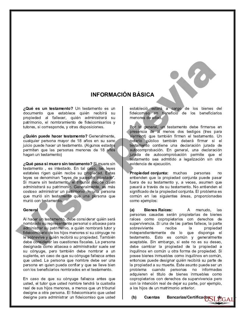 Preview Testamentos Mutuos o Últimas Voluntades y Testamentos para Personas Solteras que conviven con Hijos Menores