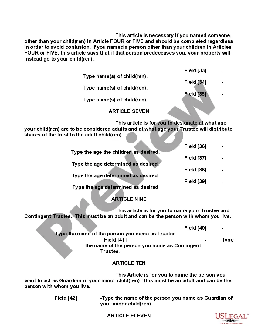 Preview Mutual Wills or Last Will and Testaments for Man and Woman living together, not Married with Minor Children