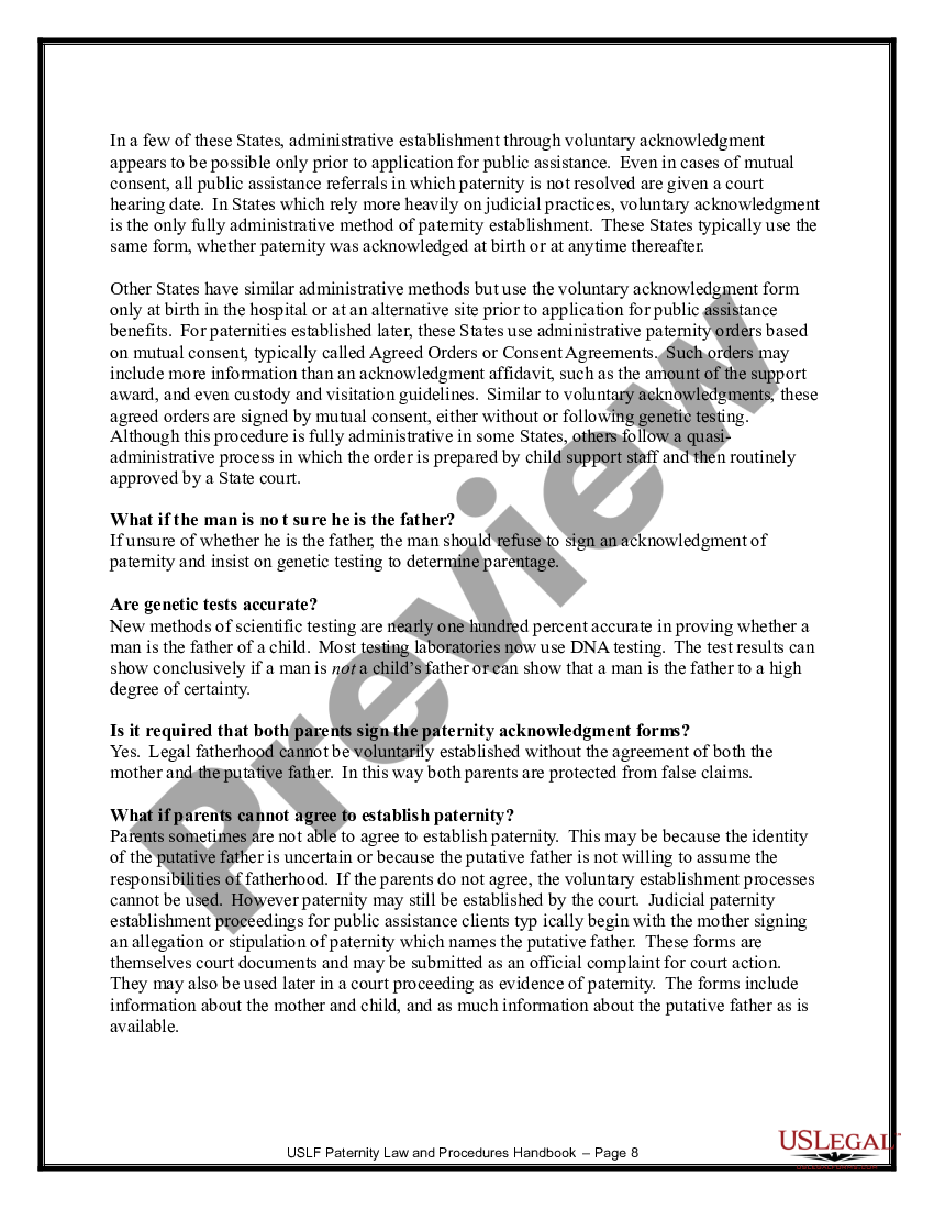 Alabama Paternity Law and Procedure Handbook Alabama Paternity Law US Legal Forms