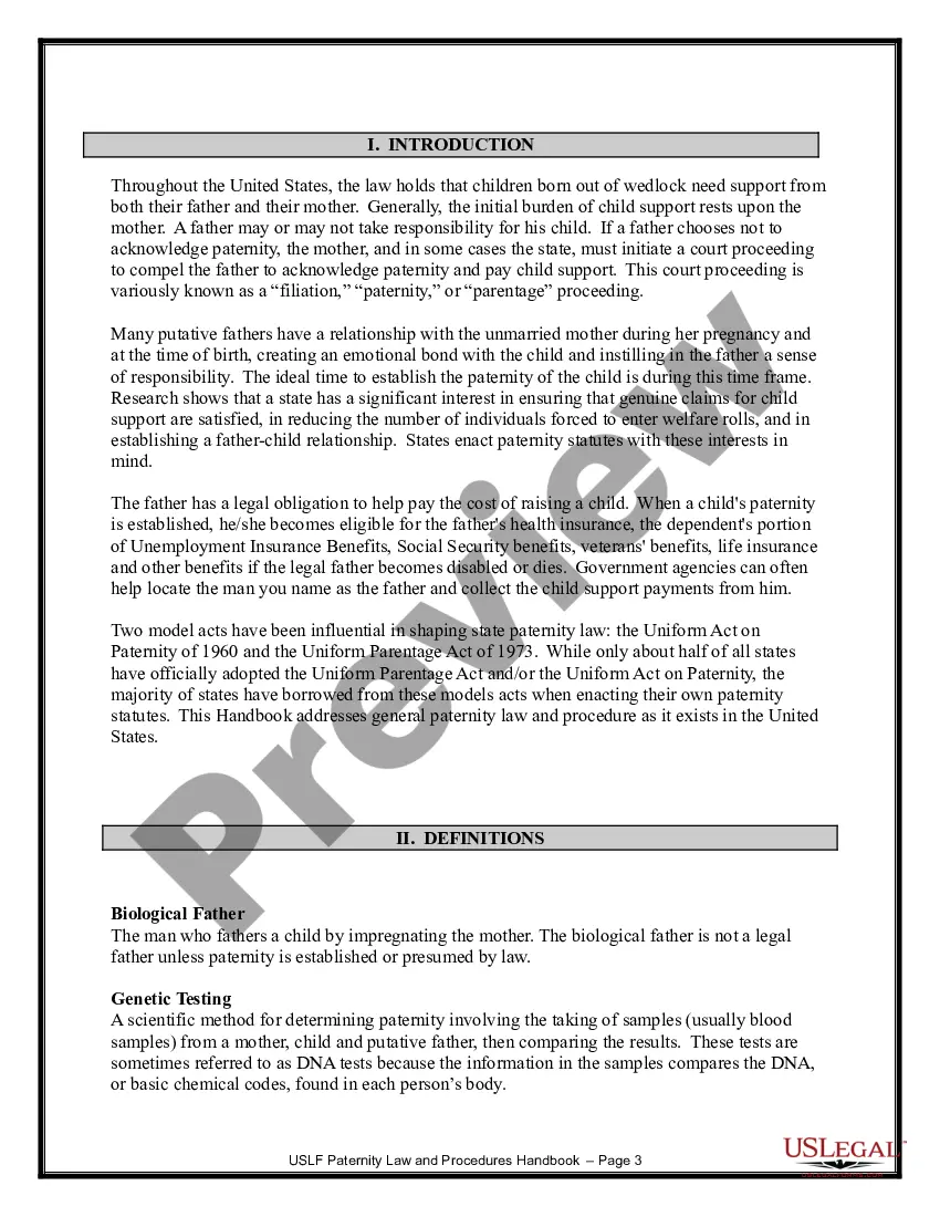 Preview Paternity Law and Procedure Handbook