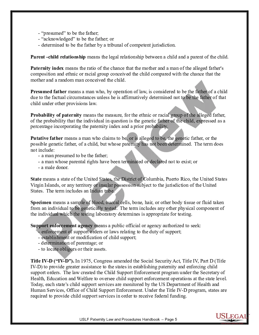 Preview Paternity Law and Procedure Handbook