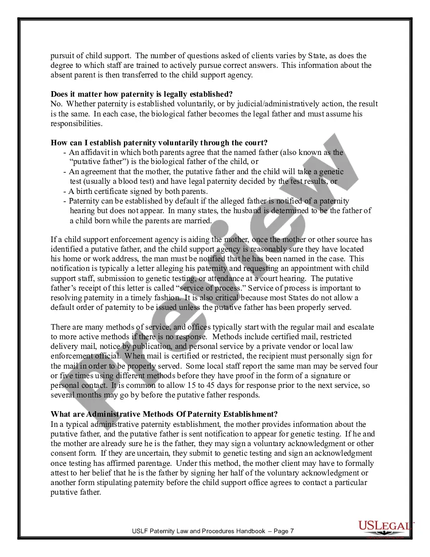 Preview Paternity Law and Procedure Handbook