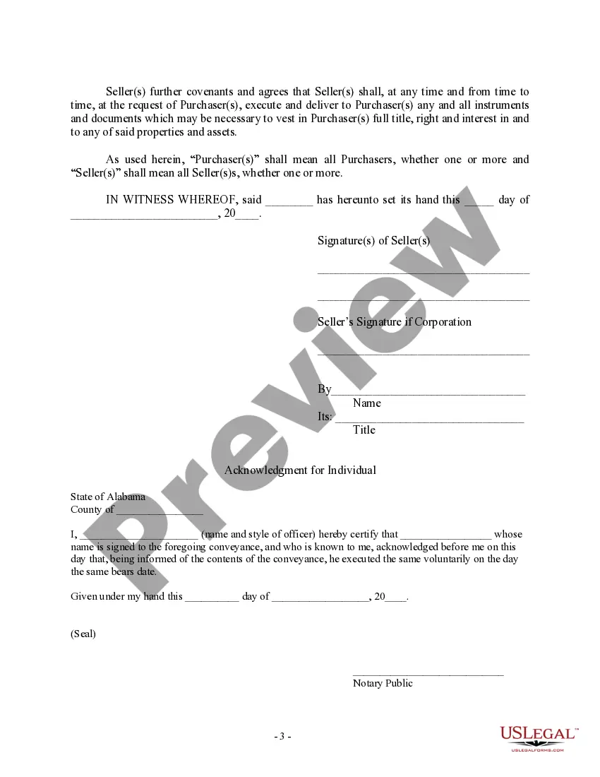 Preview Bill of Sale in Connection with Sale of Business by Individual or Corporate Seller