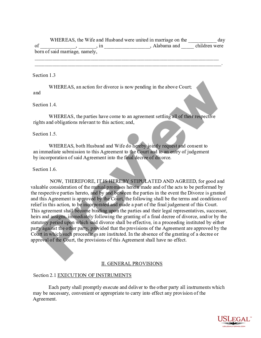 Divorce Settlement Agreement Sample With Property Us Legal Forms 4110