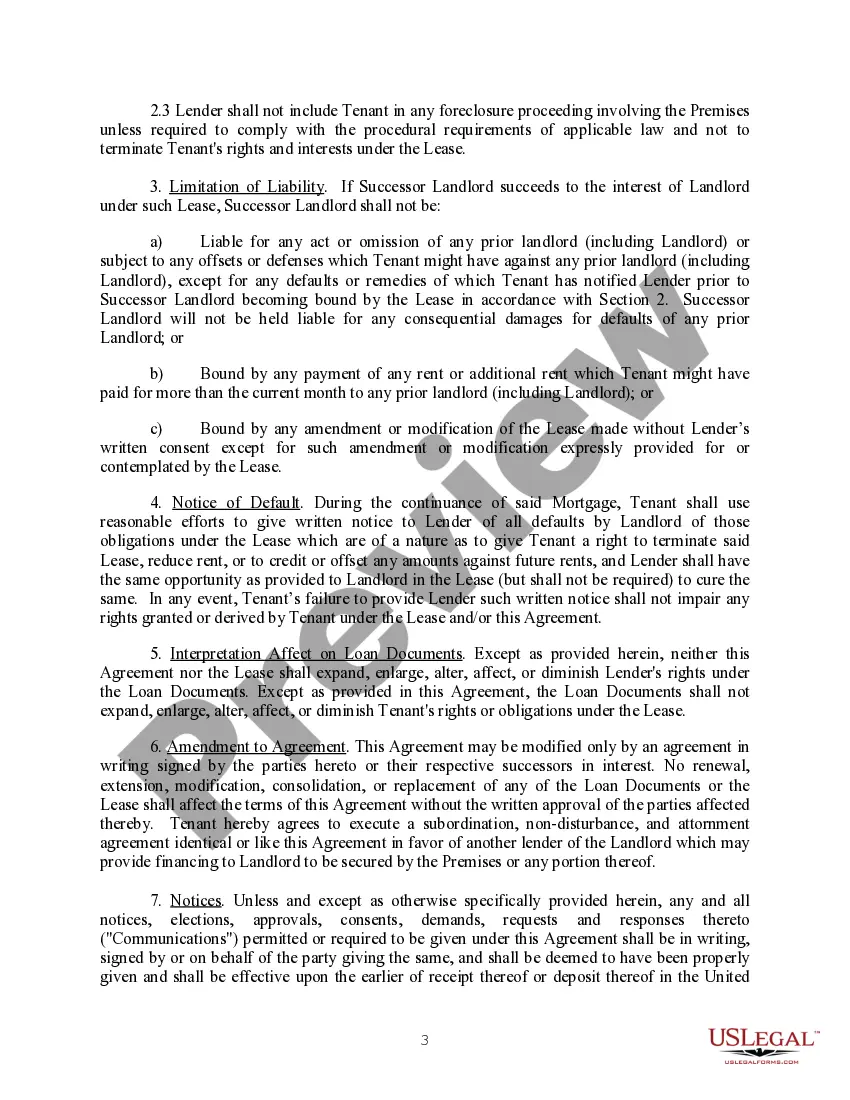 Preview Subordination, Non-Disturbance and Attornment Agreement