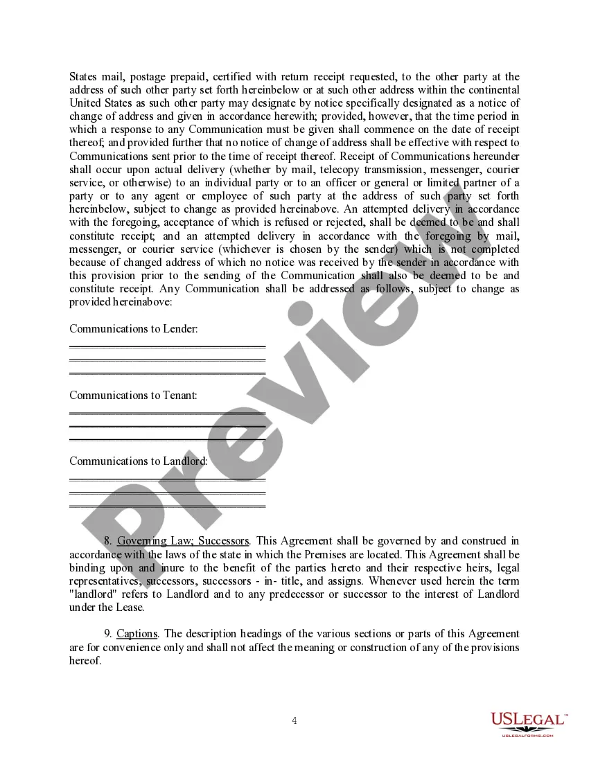 Preview Subordination, Non-Disturbance and Attornment Agreement