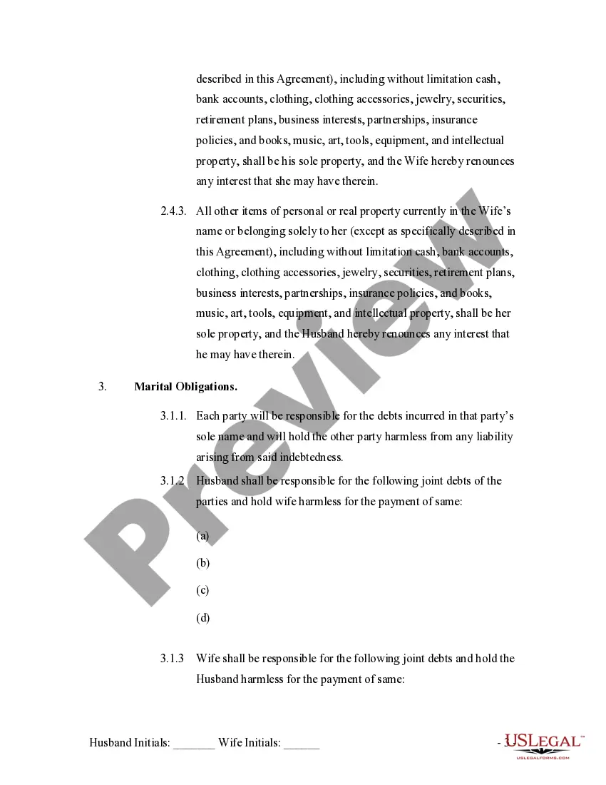 Preview Legal Separation Agreement - No Children