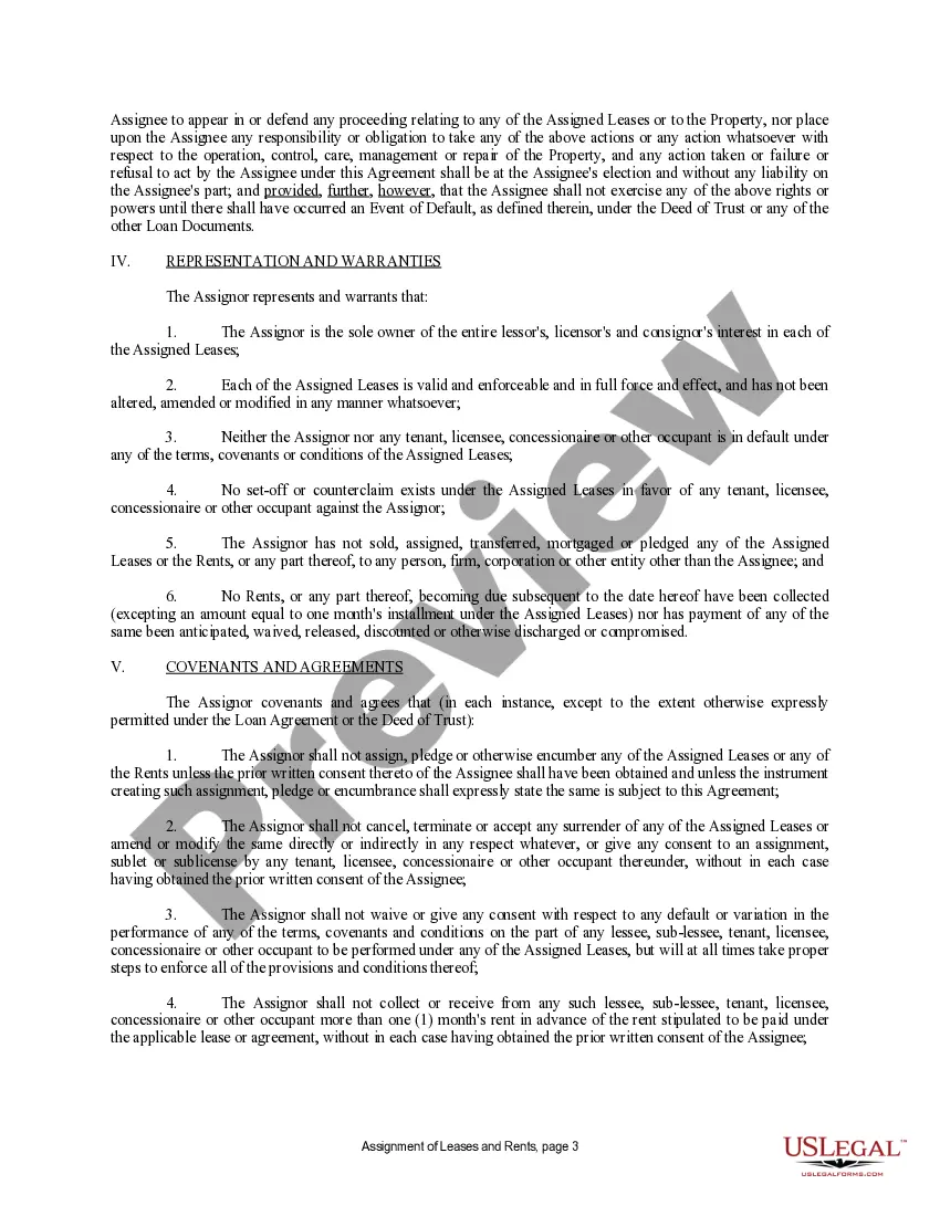 Get Assignment of Lease and Rent from Borrower to Lender Preview Assignment of Lease and Rent from Borrower to Lender