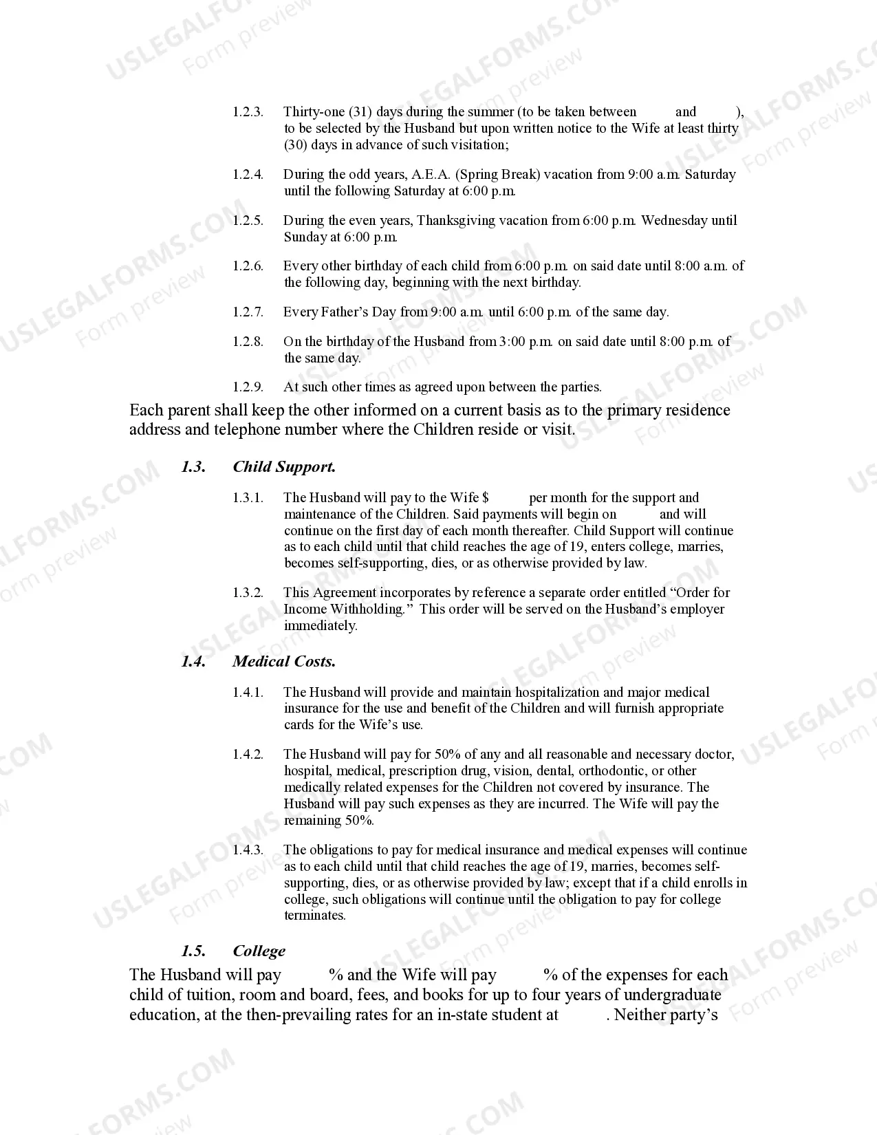 Preview Legal Separation Agreement - With Children