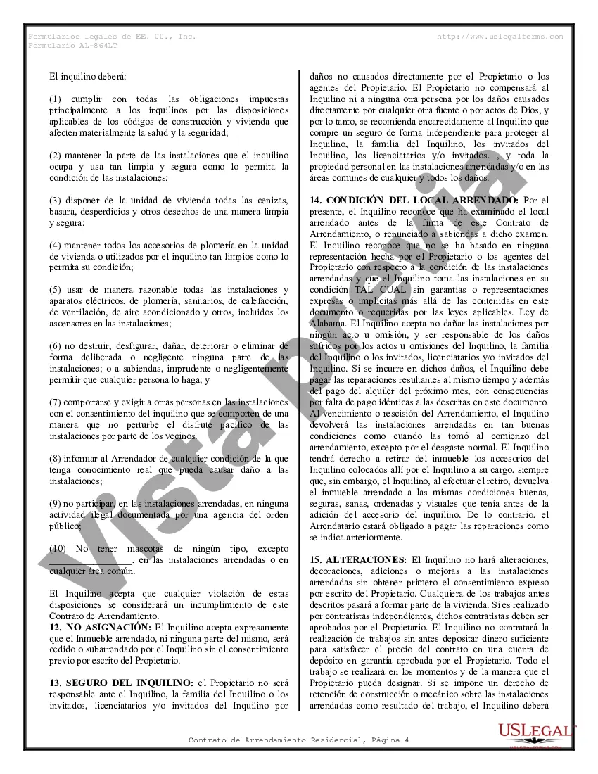 Preview Contrato de arrendamiento de alquiler residencial