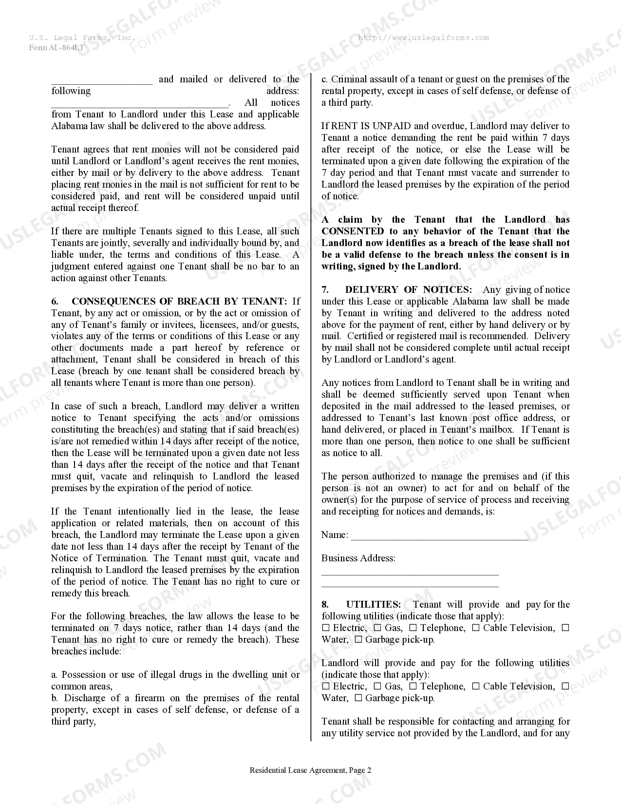 Preview Residential Rental Lease Agreement