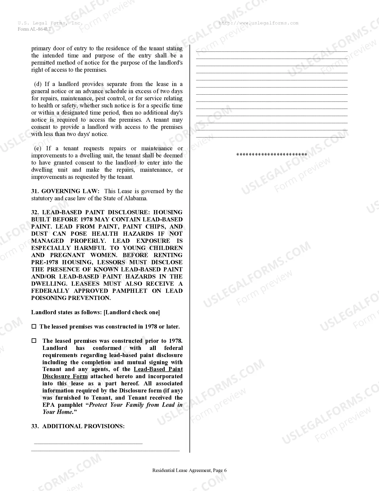 Preview Residential Rental Lease Agreement