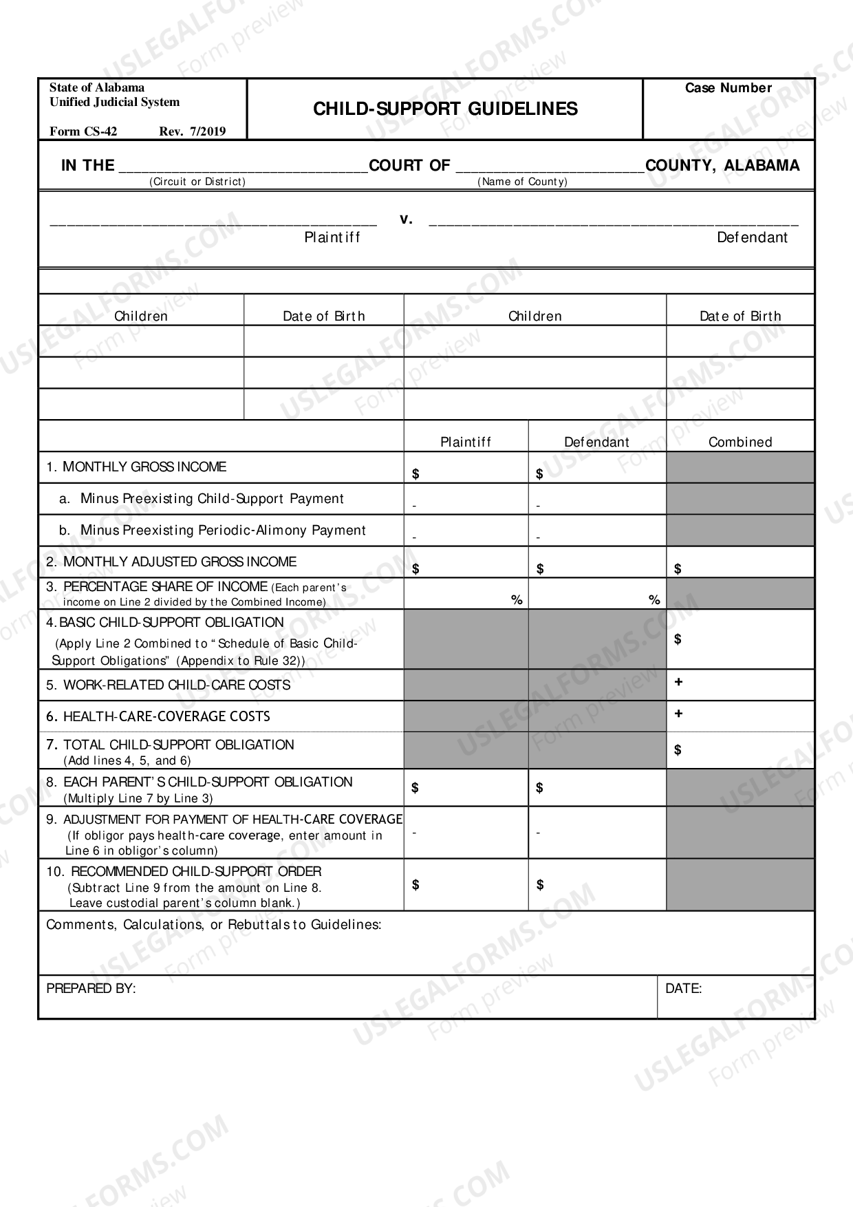 Alabama Child Support Guidelines US Legal Forms