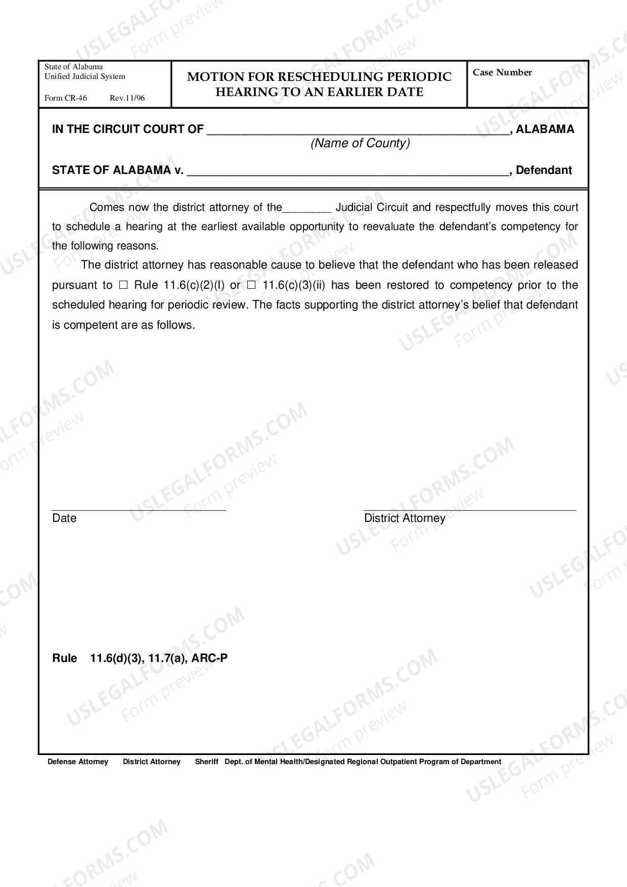 Alabama Motion for Rescheduling Periodic Hearing to an Earlier Date