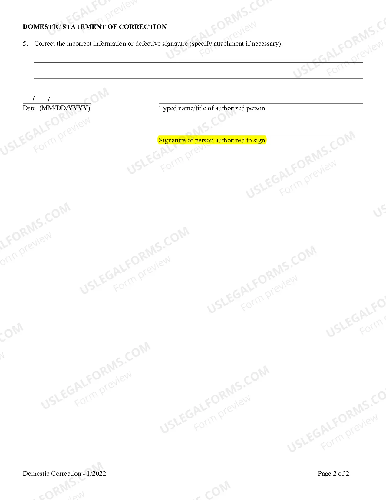 Preview Alabama For-Profit Corporations Articles of Correction
