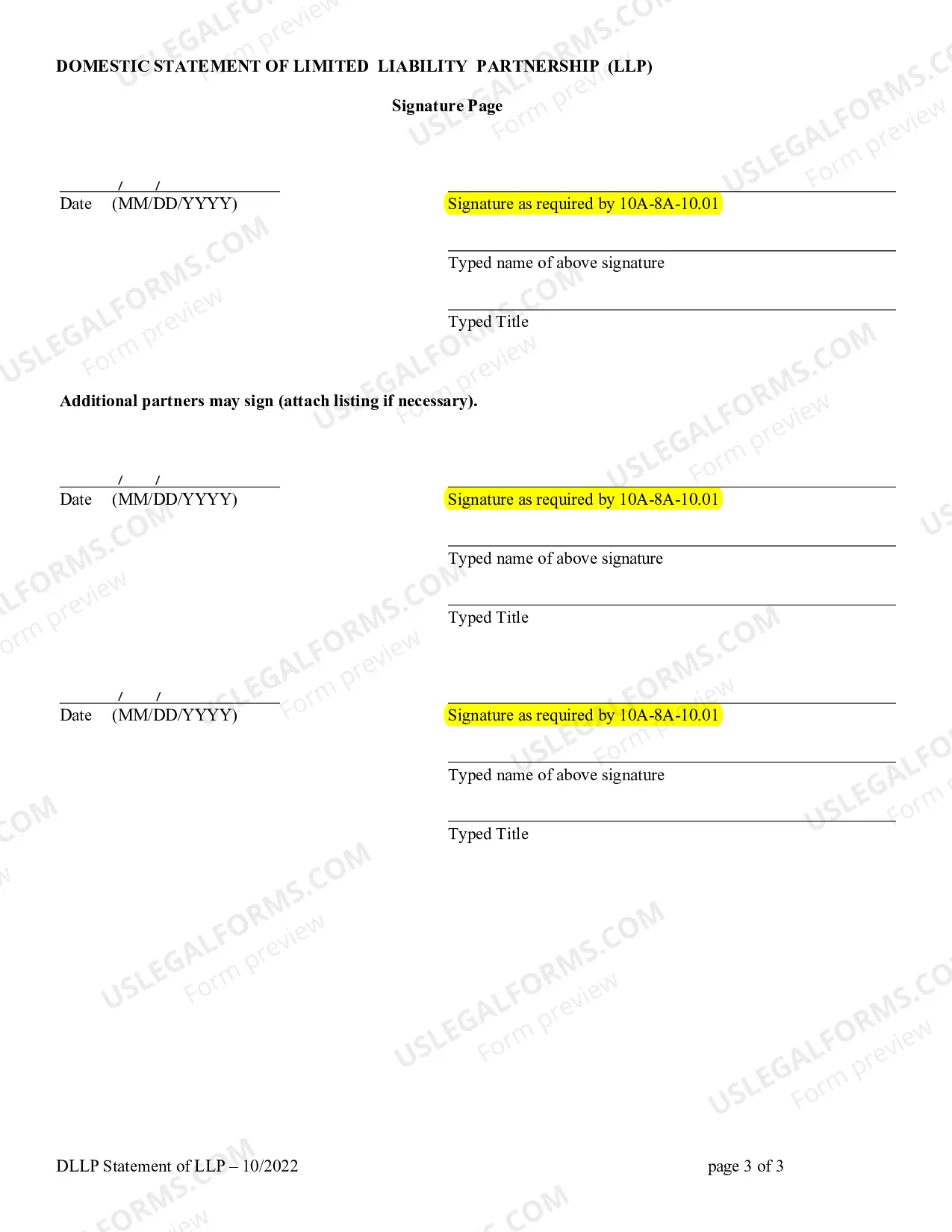 Preview Alabama Domestic Registered Limited Liability Partnership
