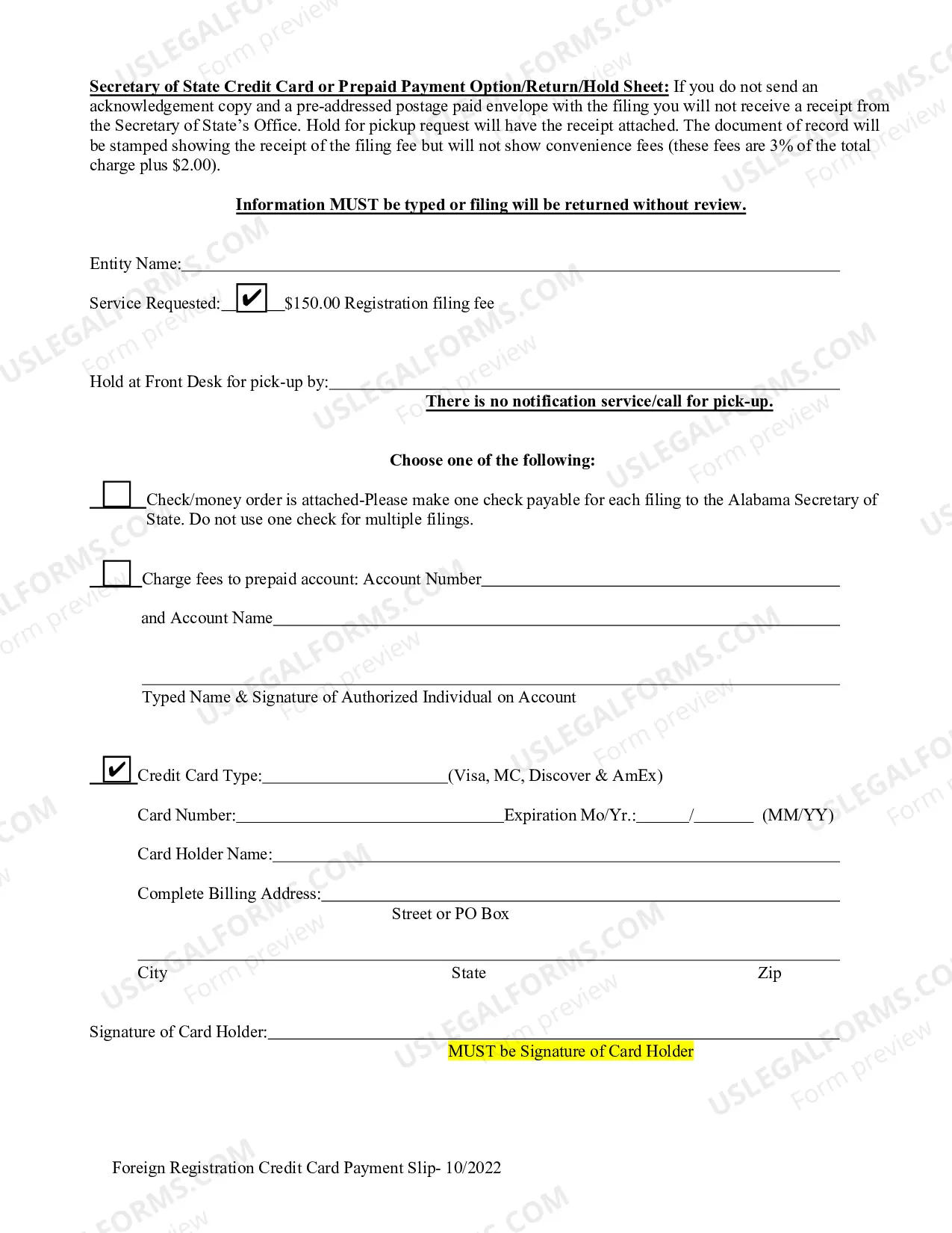 Preview Alabama Foreign Registered Limited Liability Partnership