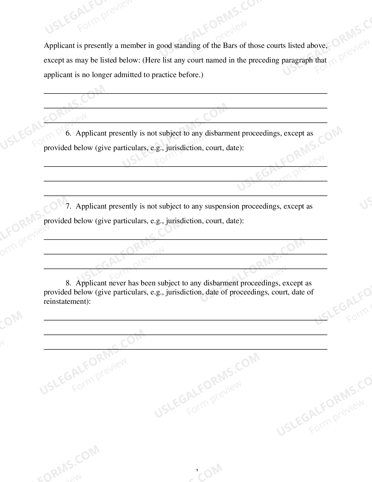 Verified Application of Admission to Practice under Rule VII of the