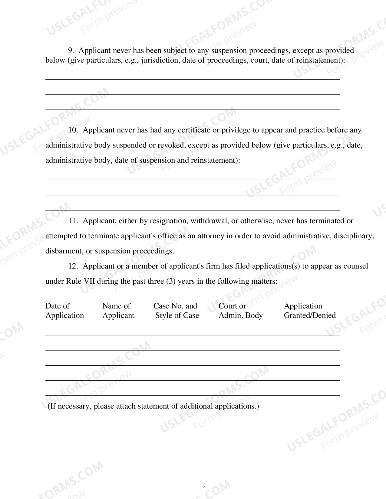 Birmingham Verified Application of Admission to Practice under Rule VII