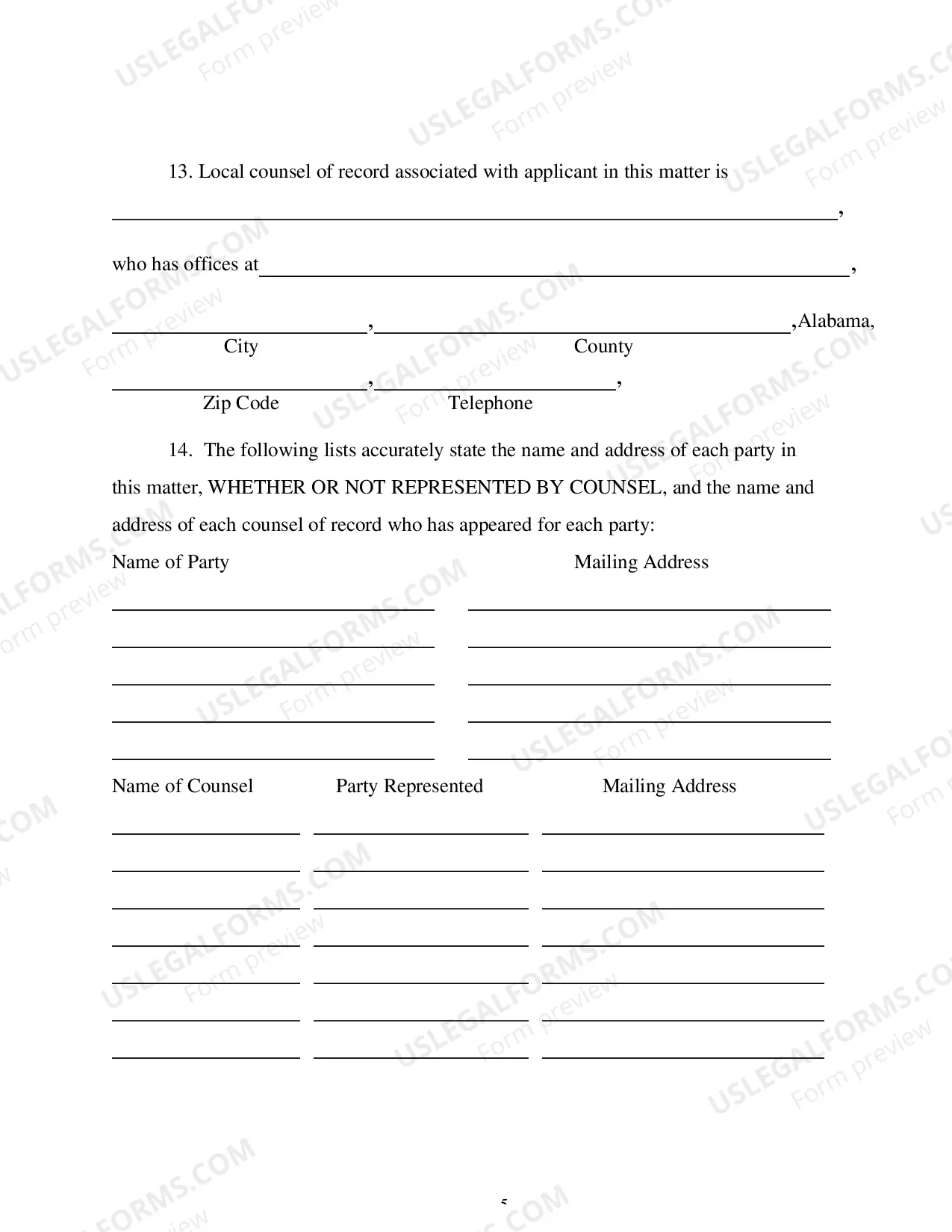 Preview Verified Application of Admission to Practice under Rule VII of the Rules Governing Admission to the Alabama State Bar