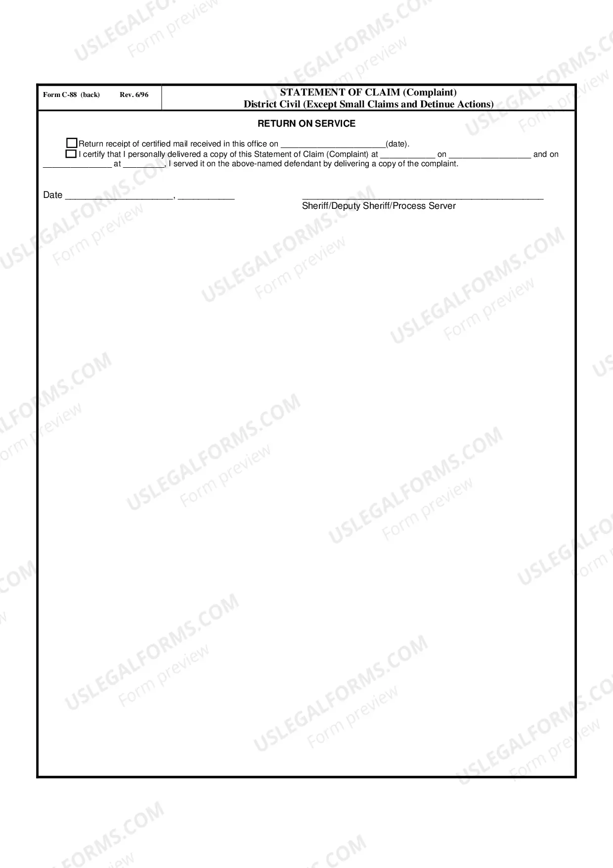 Preview Statement of Claim - Complaint - District Civil