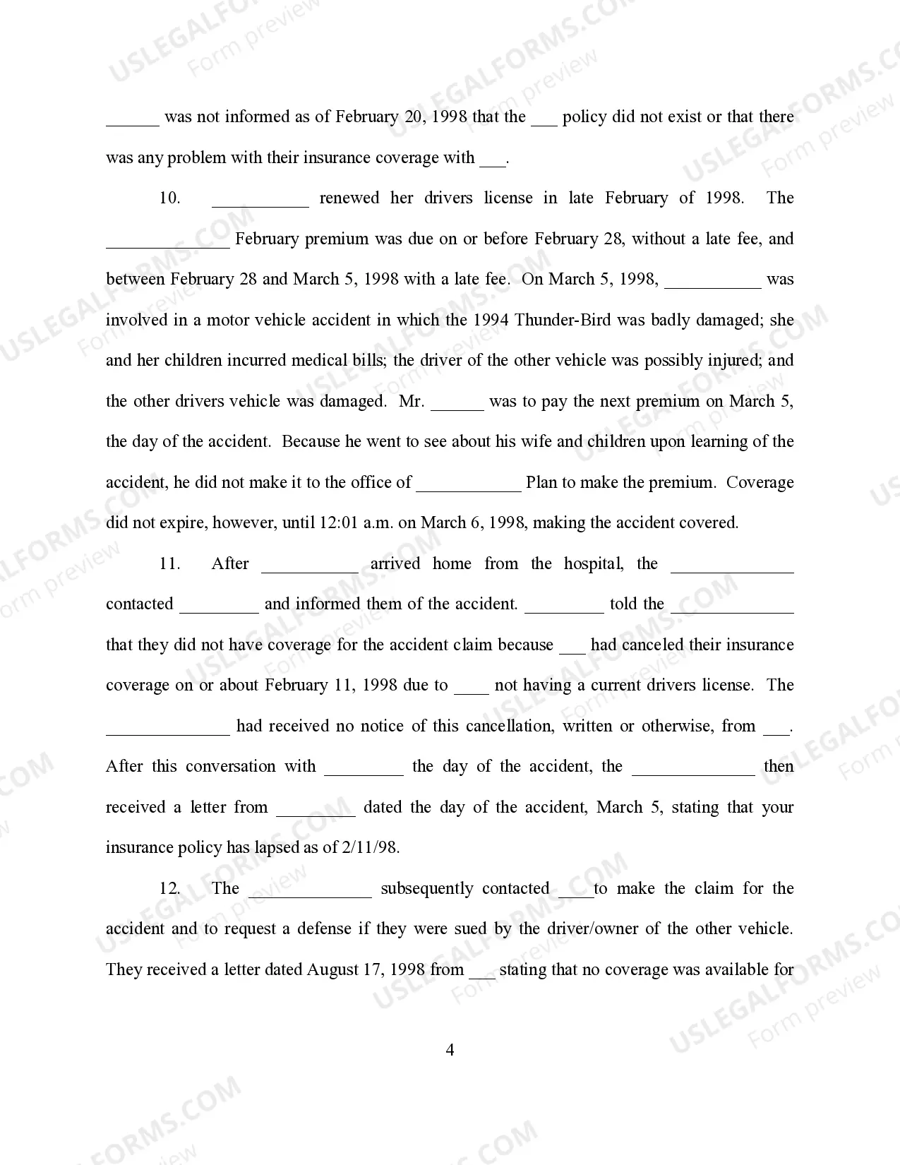 Preview Bad Faith and Related Fraud Complaint