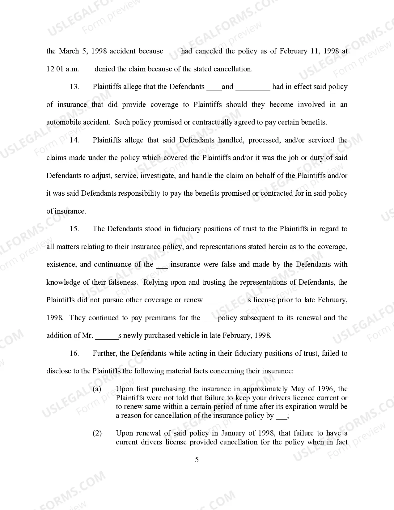 Preview Bad Faith and Related Fraud Complaint