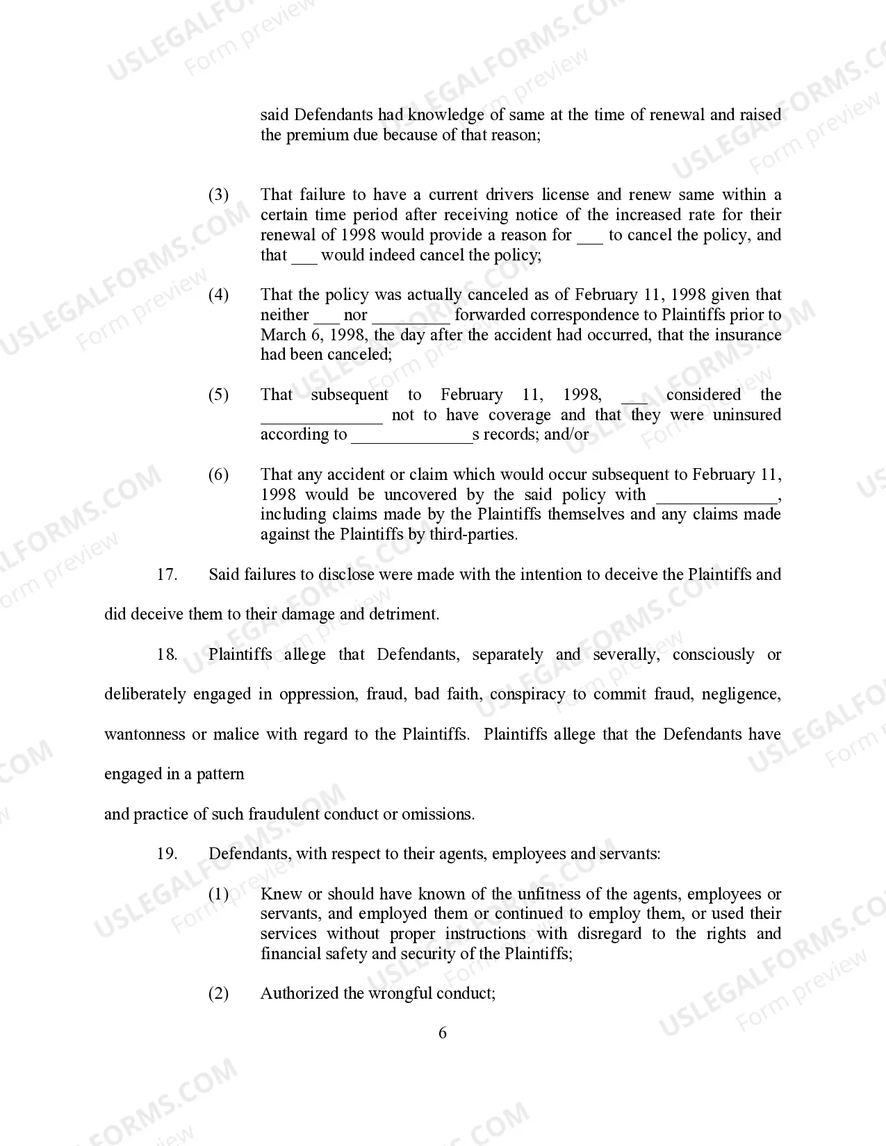 Preview Bad Faith and Related Fraud Complaint