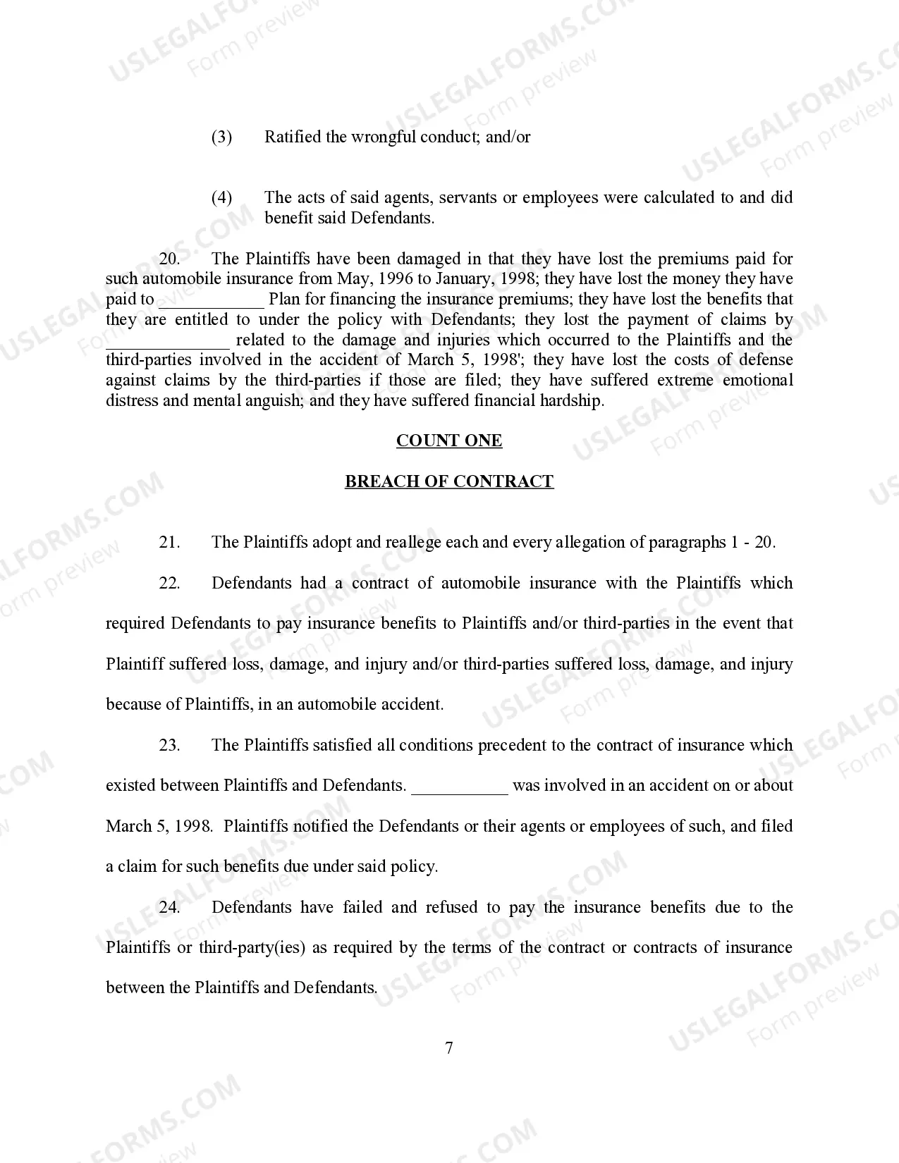 Preview Bad Faith and Related Fraud Complaint