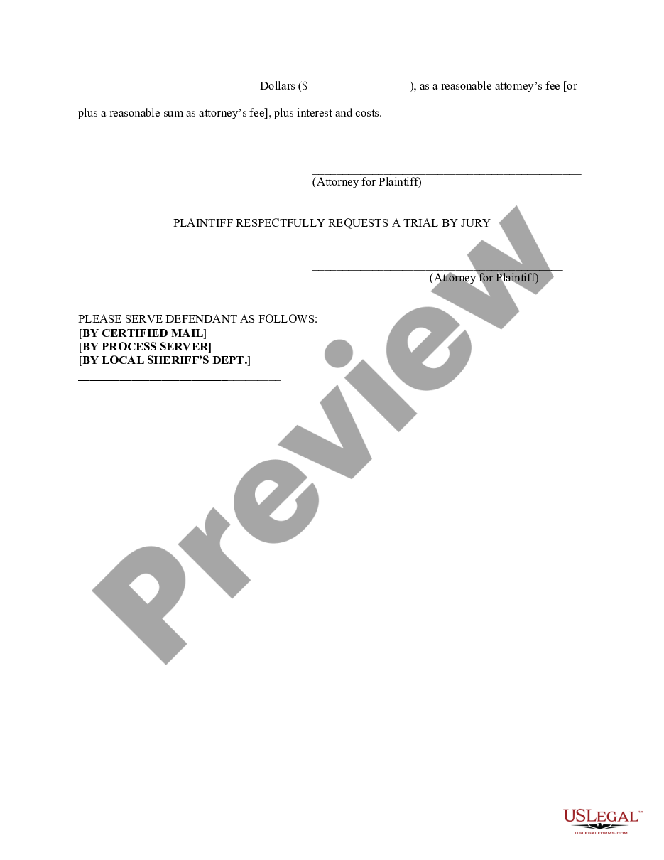 Alabama Complaint to Collect on a Promissory Note On Promissory Note
