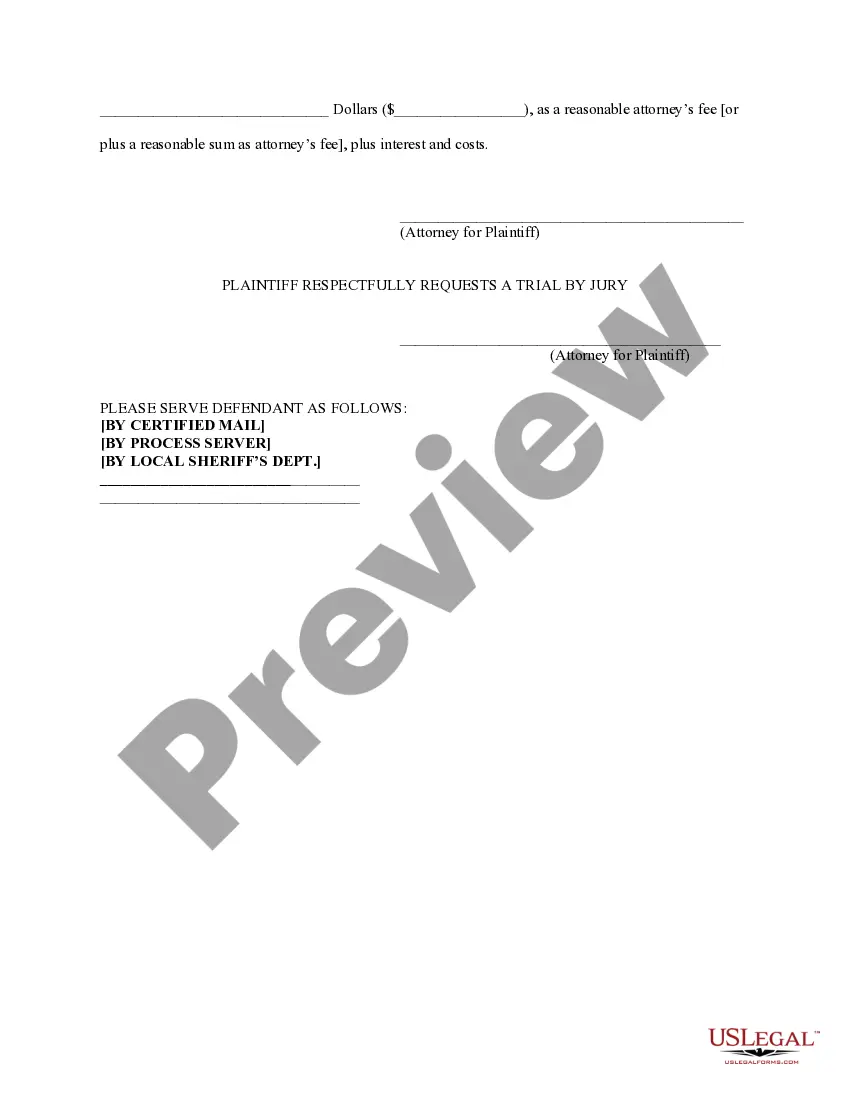 Preview Complaint to Collect on a Promissory Note