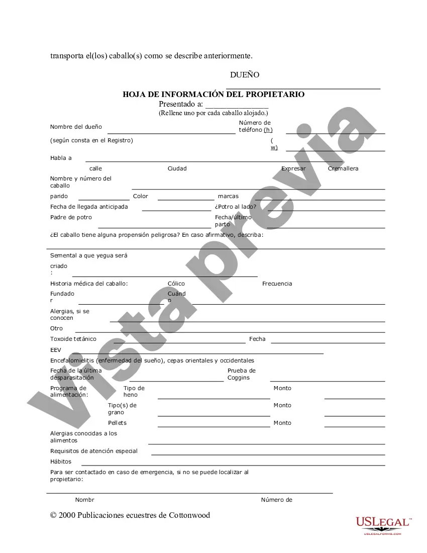 Preview Paquete de formularios equinos de caballos de Alabama