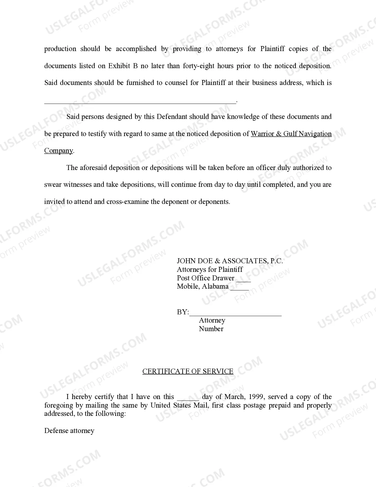 Preview Corporate Deposition Notice