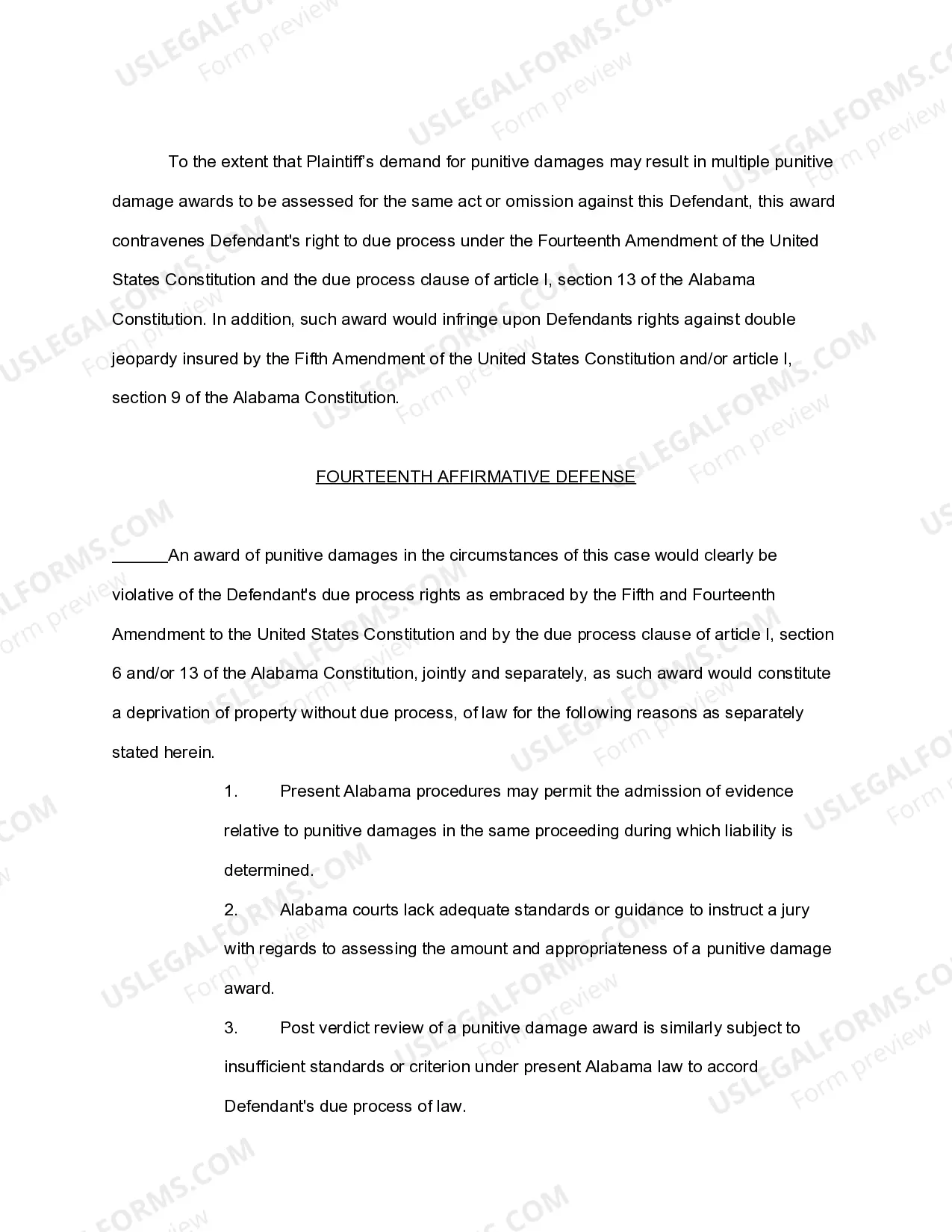 Preview General Answer to Tort Complaints