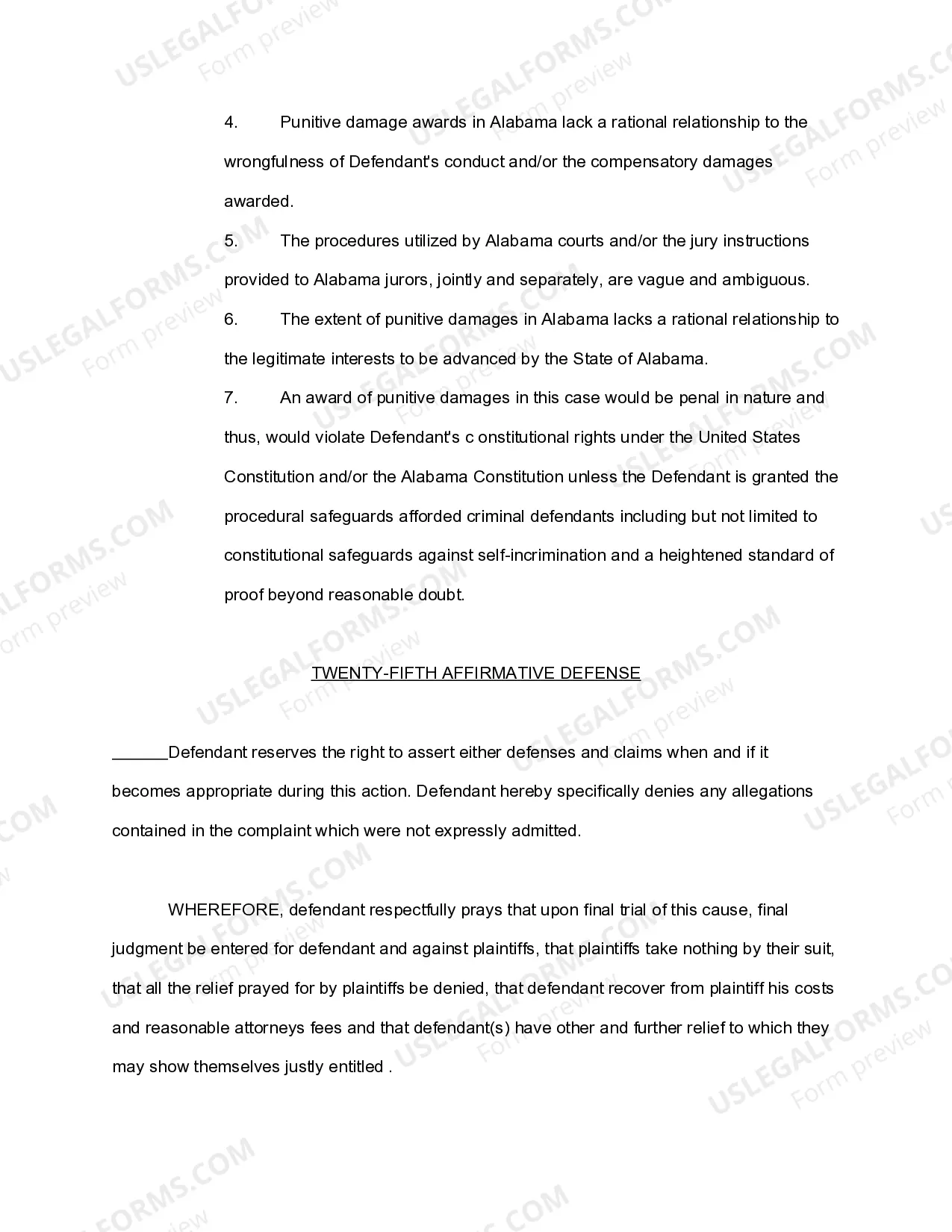 Preview General Answer to Tort Complaints