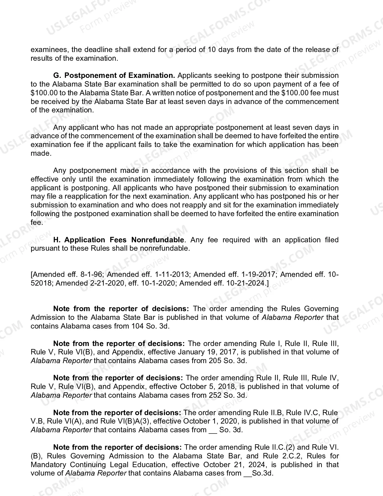 Preview Rule II: Application for Admission to the Alabama State Bar