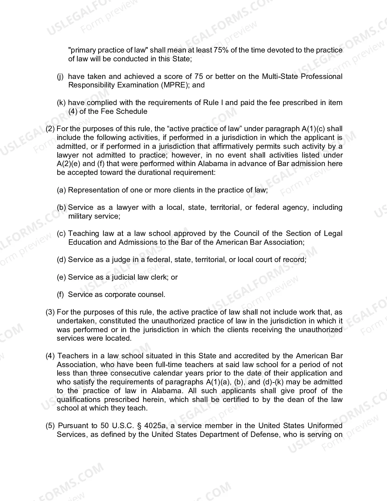 Preview Rule III: Persons Entitled to Admission Without Examination